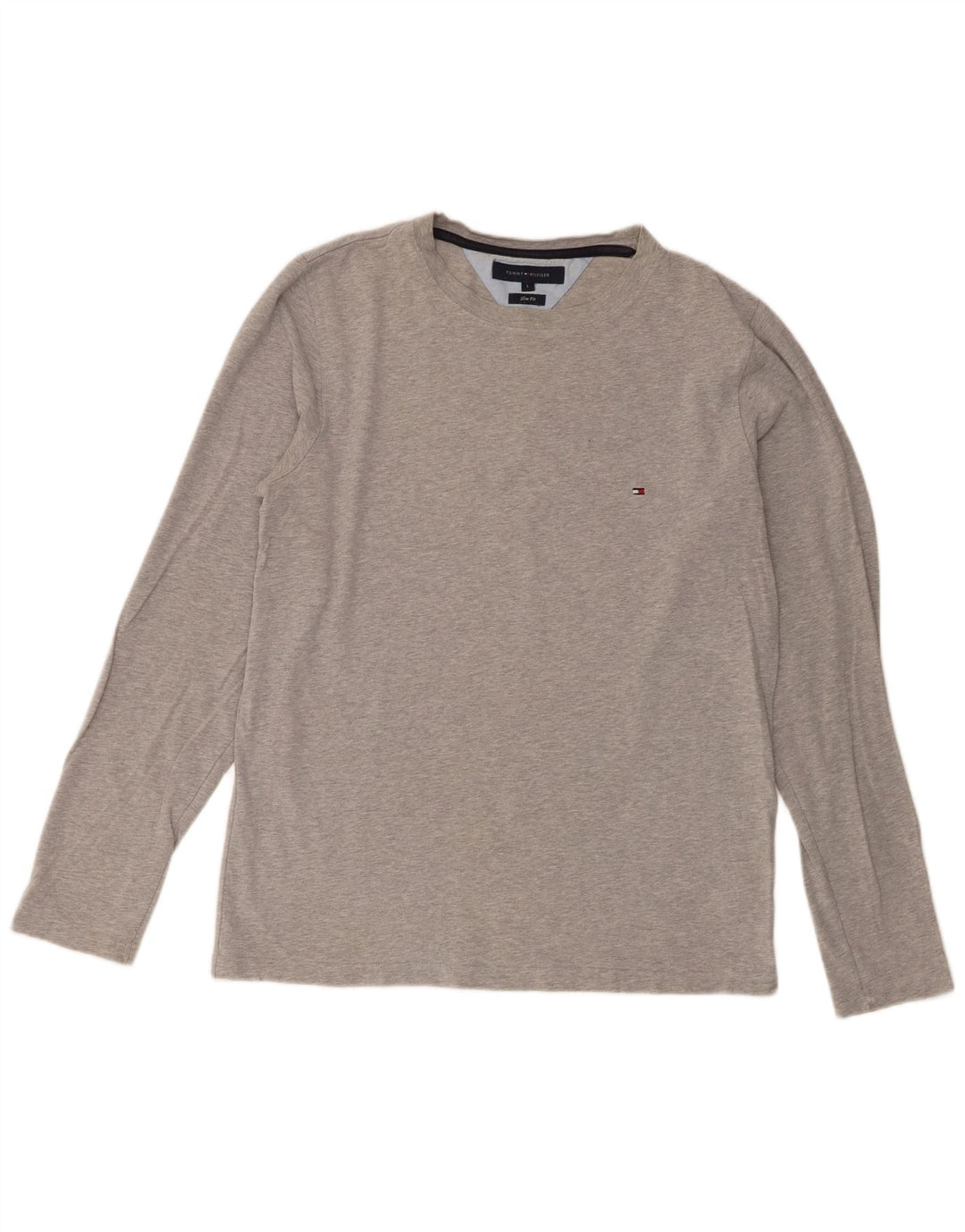 Tommy Hilfiger Uomo Slim Fit Top manica lunga grande cotone chiazzato grigio