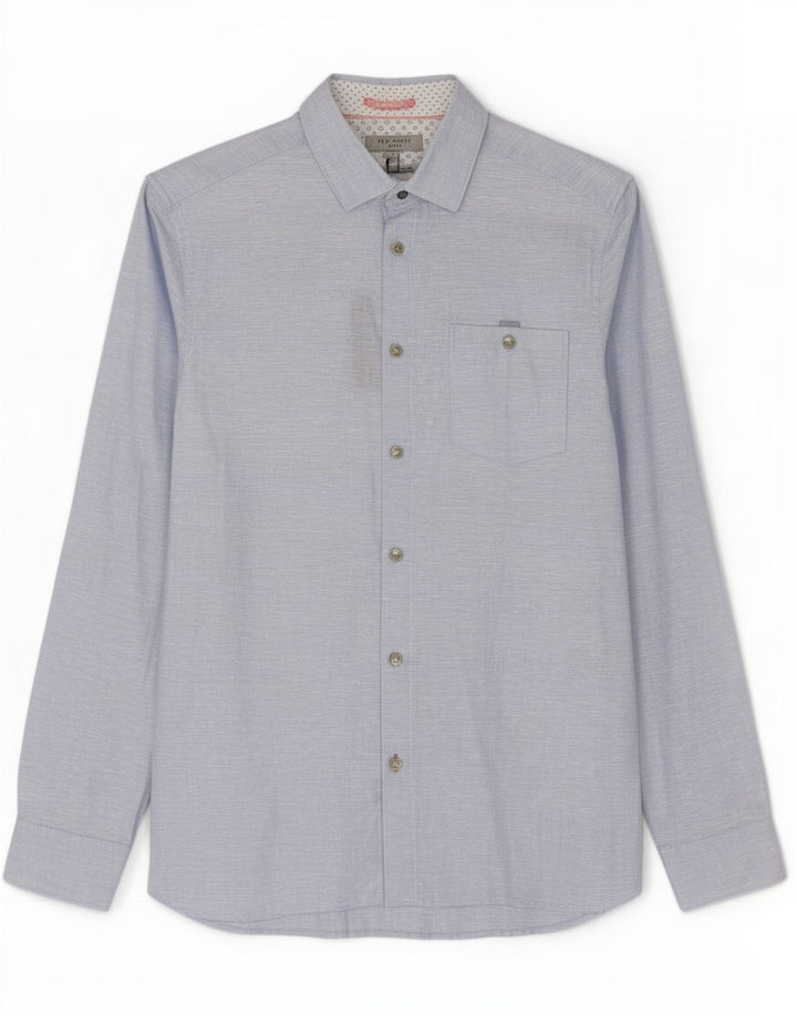Ted Baker Camicia da uomo Taglia 3 Lino screziato blu medio