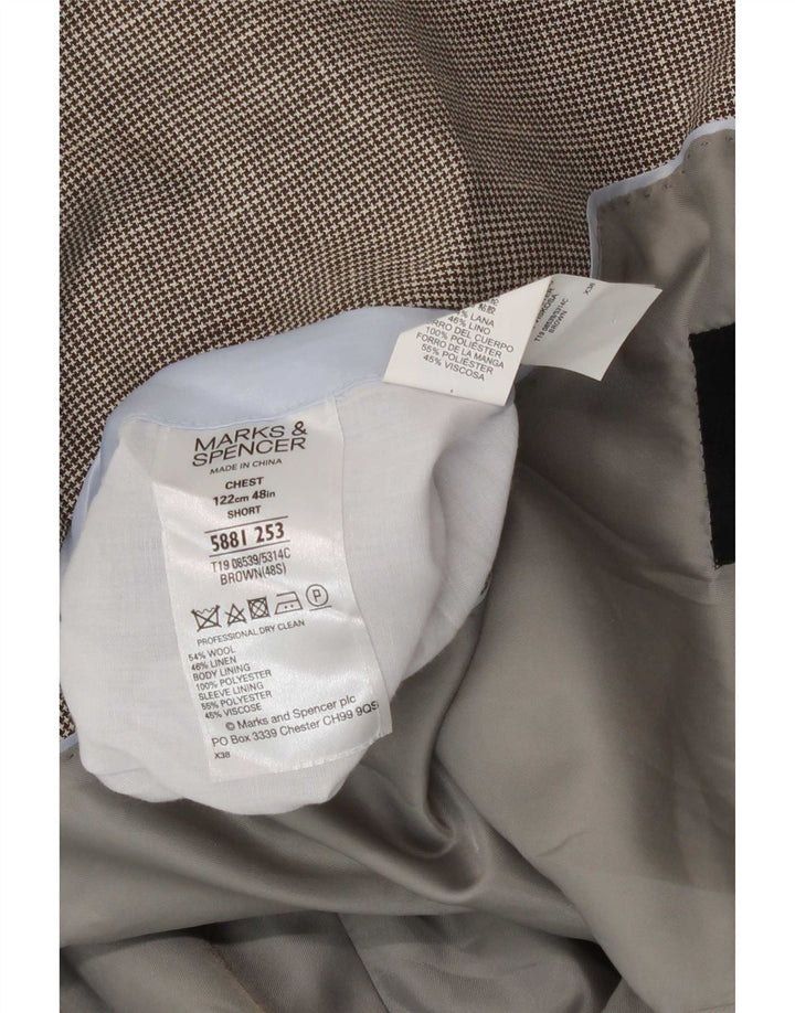 Giacca blazer a 2 bottoni Marks & Spencer da uomo UK 48 2XL lana marrone
