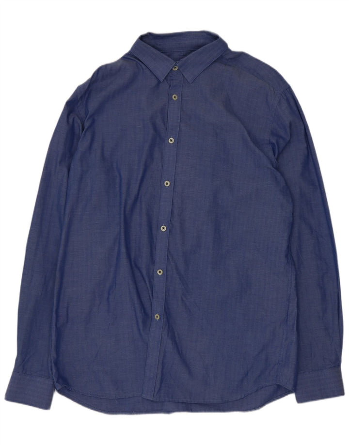 Camicia da uomo Jack & Jones XL in cotone a spina di pesce blu