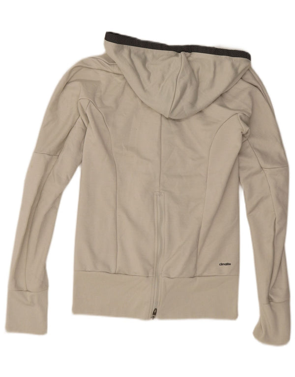 Maglione con cappuccio e zip Adidas Climalite da donna UK 6 XS poliestere bianco