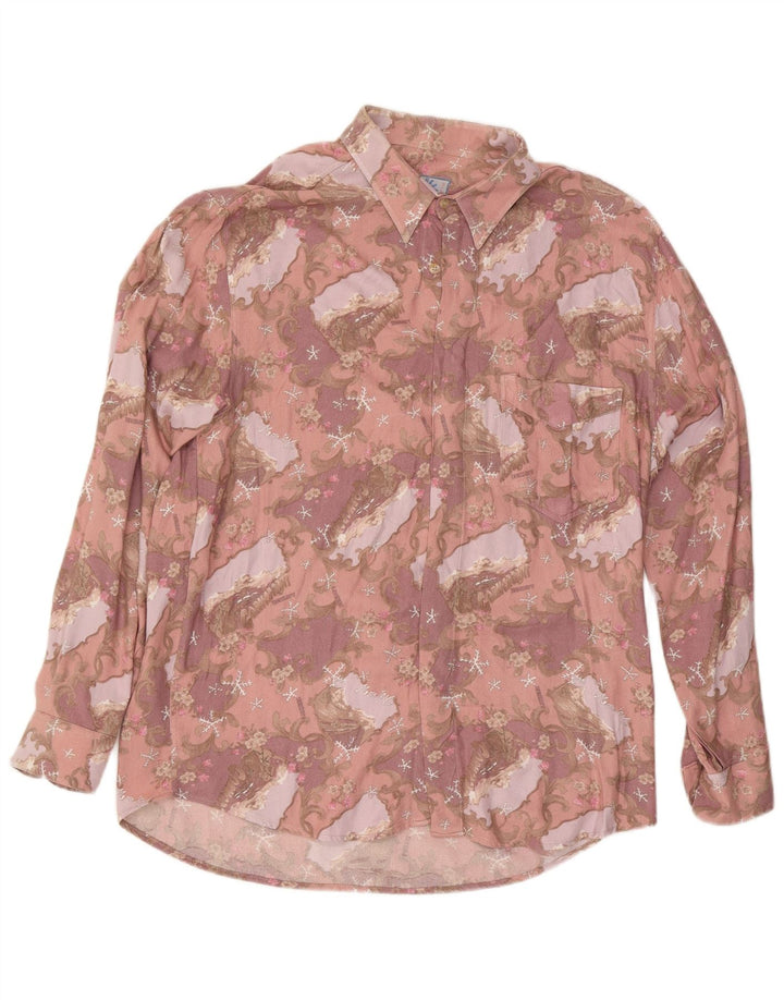 Camicia Azzurra Uomo XL Viscosa Floreale Rosa