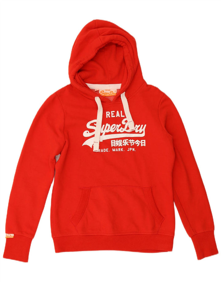 Felpa con cappuccio grafica da donna SUPERDRY UK 16 grande cotone rosso
