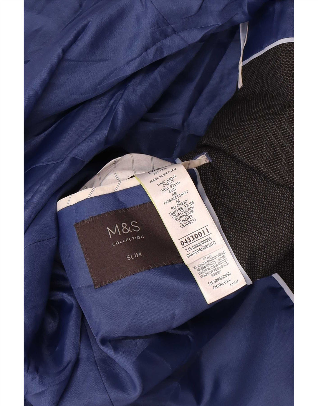 Giacca blazer slim a 2 bottoni Marks & Spencer da uomo UK 38 lana nera media