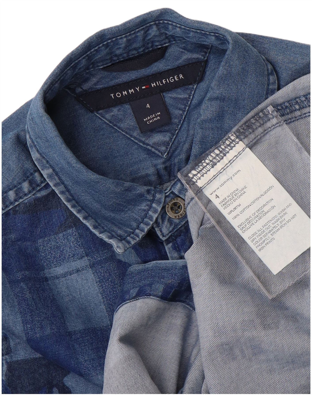 TOMMY HILFIGER Camicia di jeans per ragazzi 3-4 anni in cotone mimetico blu