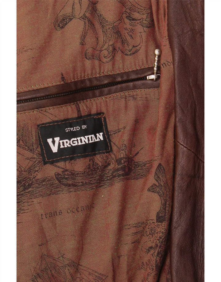 VINTAGE Mens Leather Jacket UK 40 Large Brown Leather Vintage Vintage and Second-Hand Vintage from Messina Hembry 