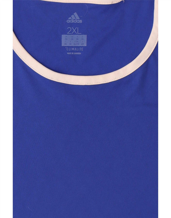 Adidas Uomo Climalite T-shirt Top 2XL Blu Colourblock Poliestere