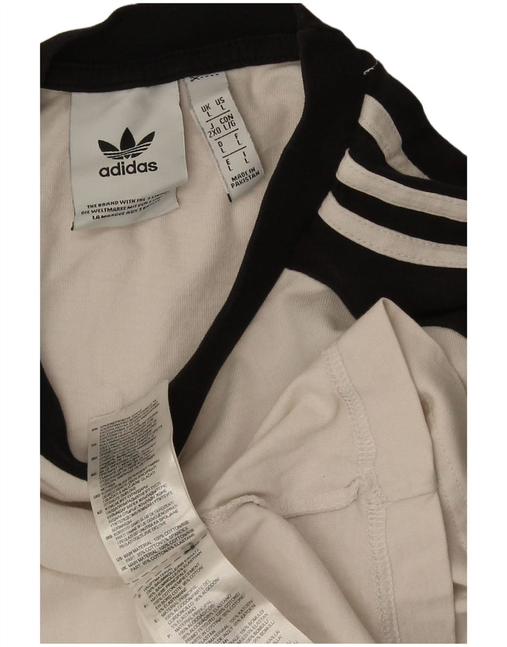 Adidas Maglia da uomo a maniche lunghe grande bianca in cotone color block