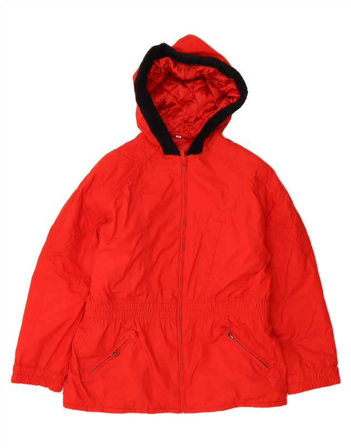VINTAGE Womens Oversized Hooded Windbreaker Jacket EU 44 XL Red Polyester Vintage Vintage and Second-Hand Vintage from Messina Hembry 