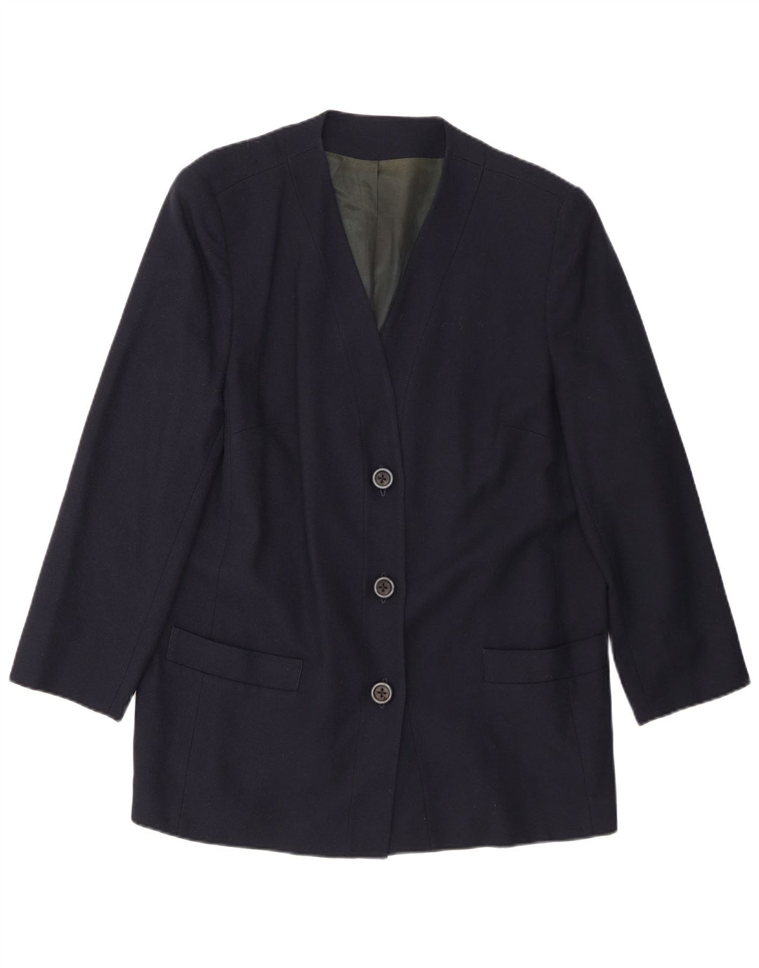 Scelta personale Giacca blazer a 3 bottoni da donna UK 18 XL Lana blu navy
