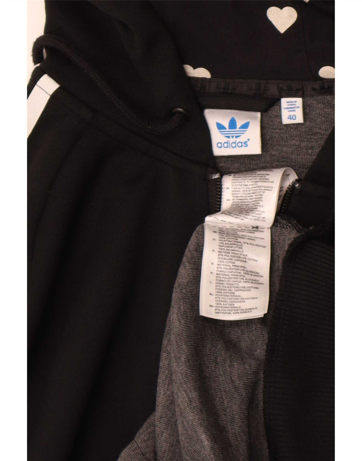 Maglione con cappuccio e zip grafica da donna Adidas IT 40 Small Nero Poliestere