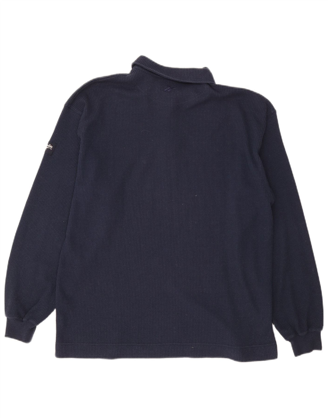 Polo Reebok da uomo a maniche lunghe in cotone blu navy medio