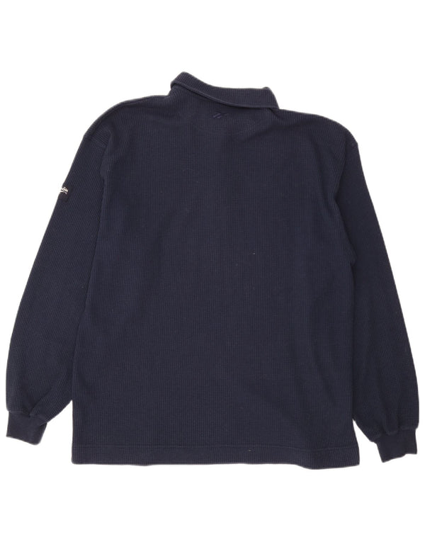Polo Reebok da uomo a maniche lunghe in cotone blu navy medio