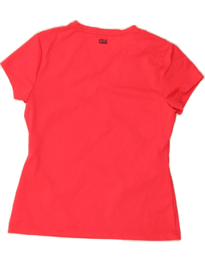 FILA Womens T-Shirt Top UK 14 Large Red Polyester Vintage Fila and Second-Hand Fila from Messina Hembry 