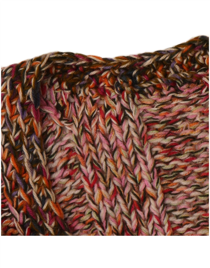Maglione cardigan con maniche a 3/4 da donna vintage UK 12 medio multicolore