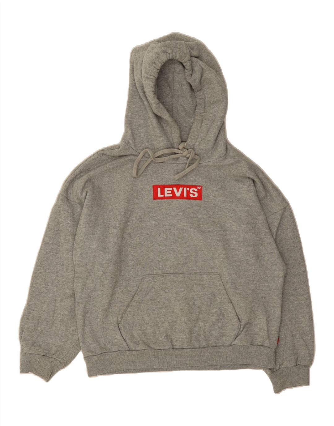 LEVI'S Womens Graphic Oversized Hoodie Jumper UK 10 Small Grey Cotton Vintage Levi's and Second-Hand Levi's from Messina Hembry 