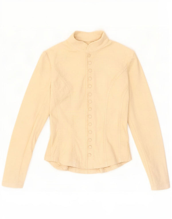 Ralph Lauren donna camicia camicetta UK 8 Small Beige Cotton