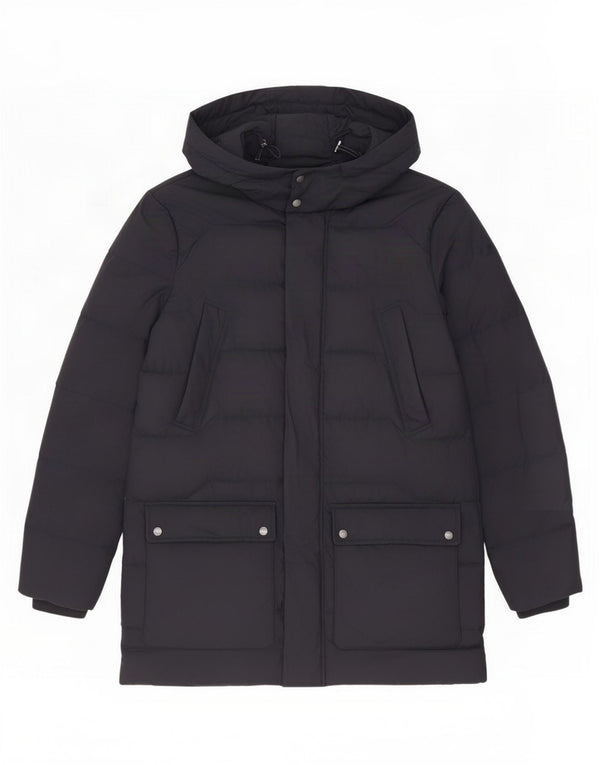 Geox Giacca imbottita con cappuccio da uomo UK 40 Large Blu Navy Nylon