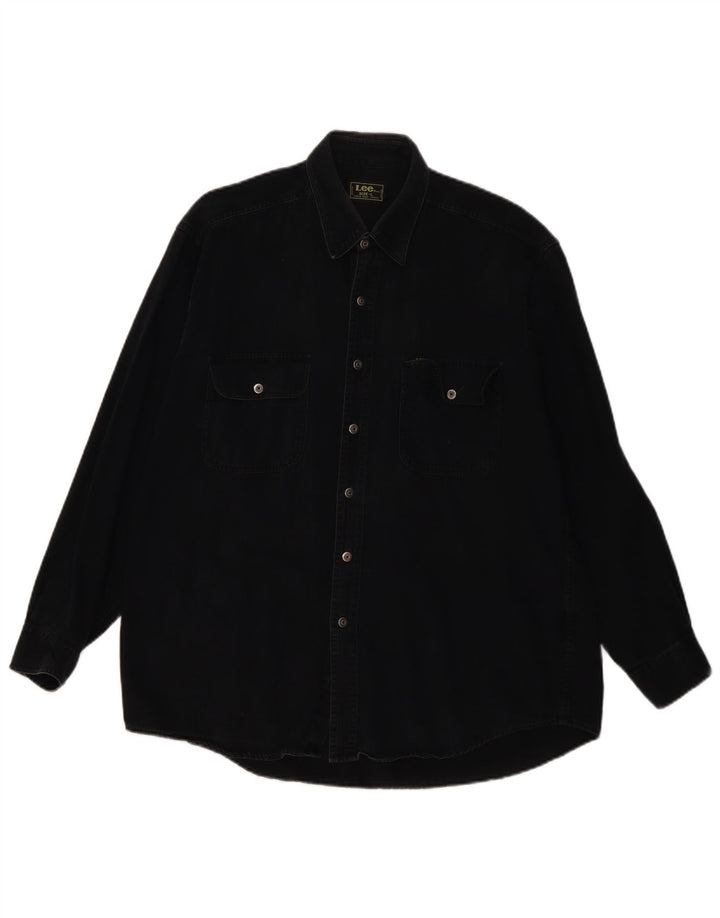 Camicia di jeans da uomo Lee grande in cotone nero