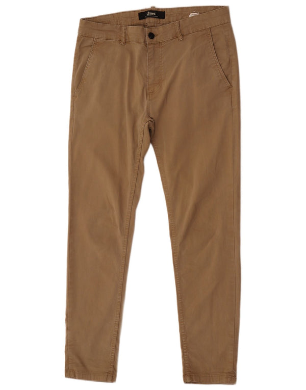 Pantaloni chino slim fit da uomo Zara EU 42 Large W32 L30 cotone marrone
