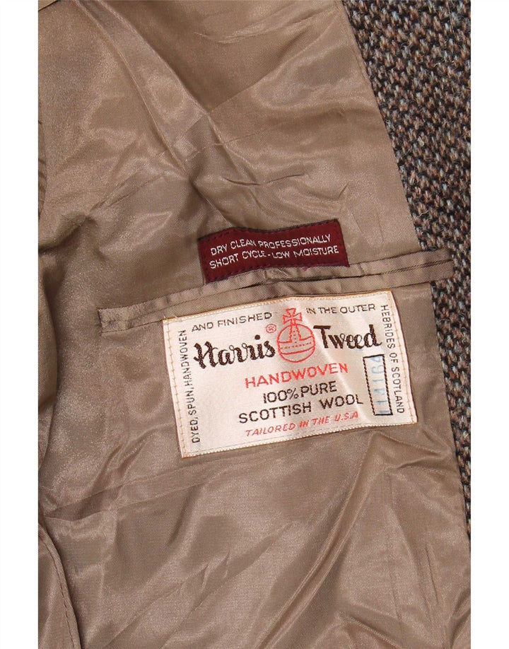 Giacca blazer a 2 bottoni da uomo Harris Tweed UK 38 Lana grigio medio