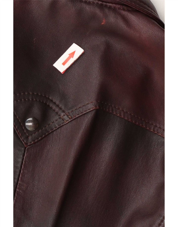 Giacca in pelle vintage da uomo IT 50 grande bordeaux