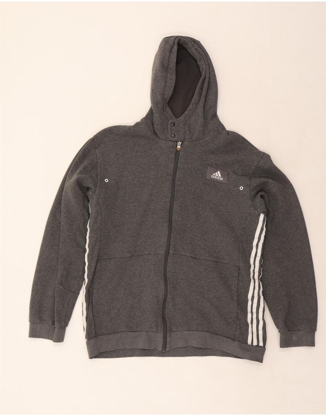 ADIDAS Mens Climalite Zip Hoodie Sweater Large Grey Cotton