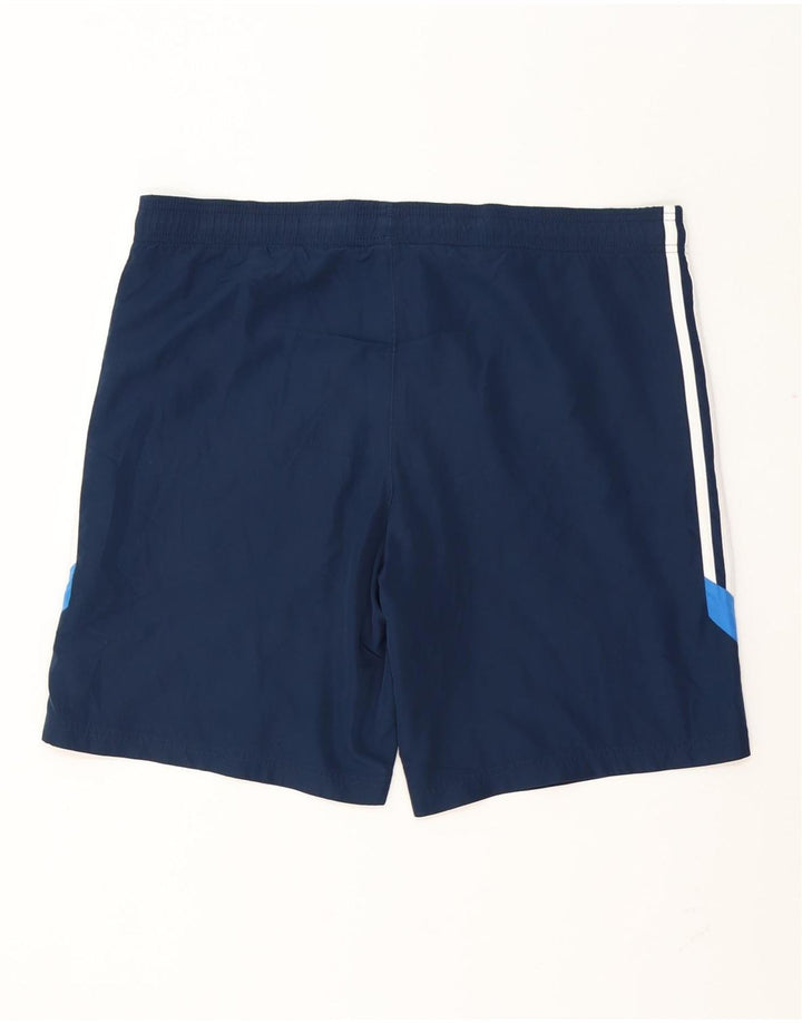 Pantaloncini sportivi da uomo Adidas Medi in poliestere color block blu navy