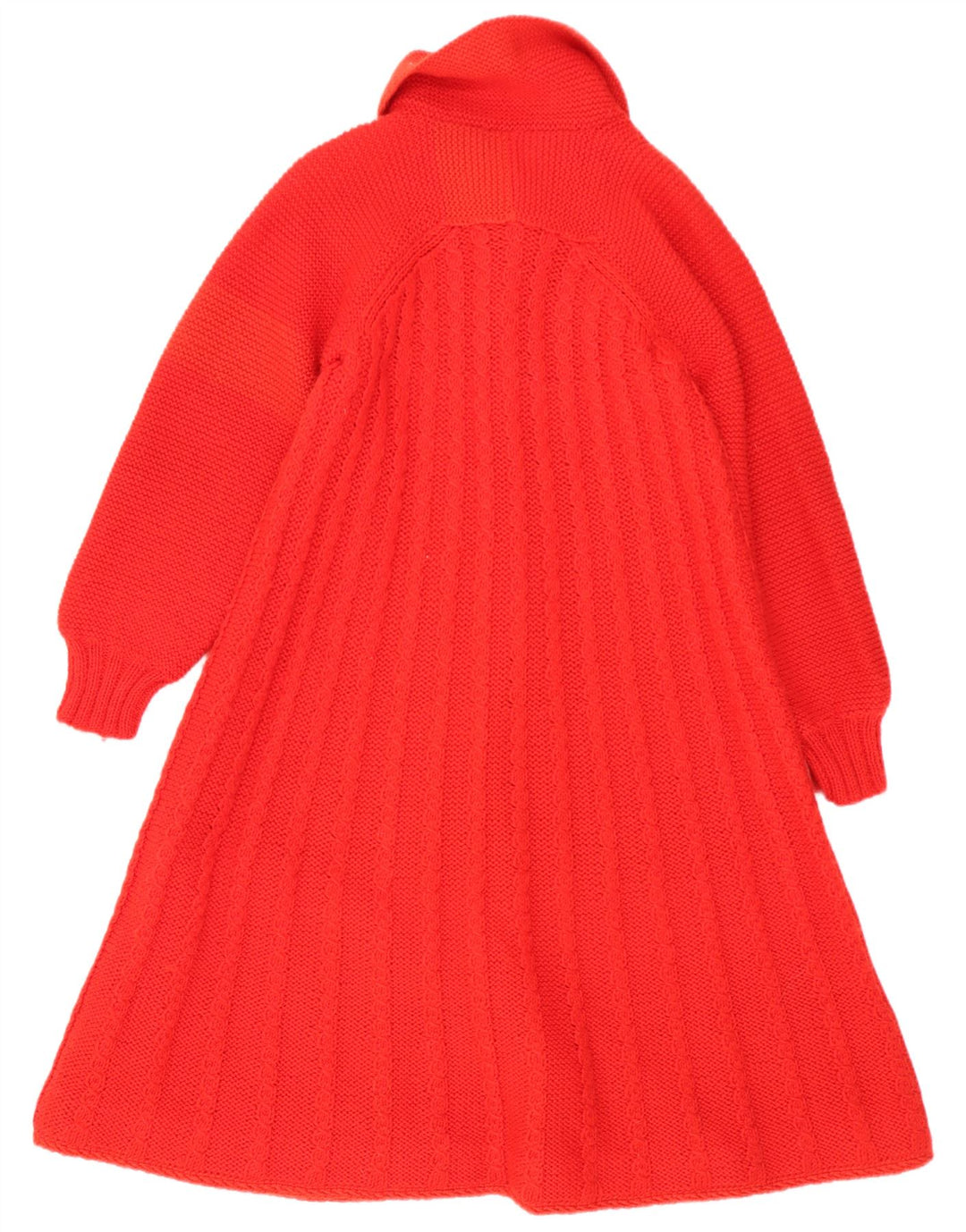 Abito maglione vintage a maniche lunghe da donna UK 14 rosso medio