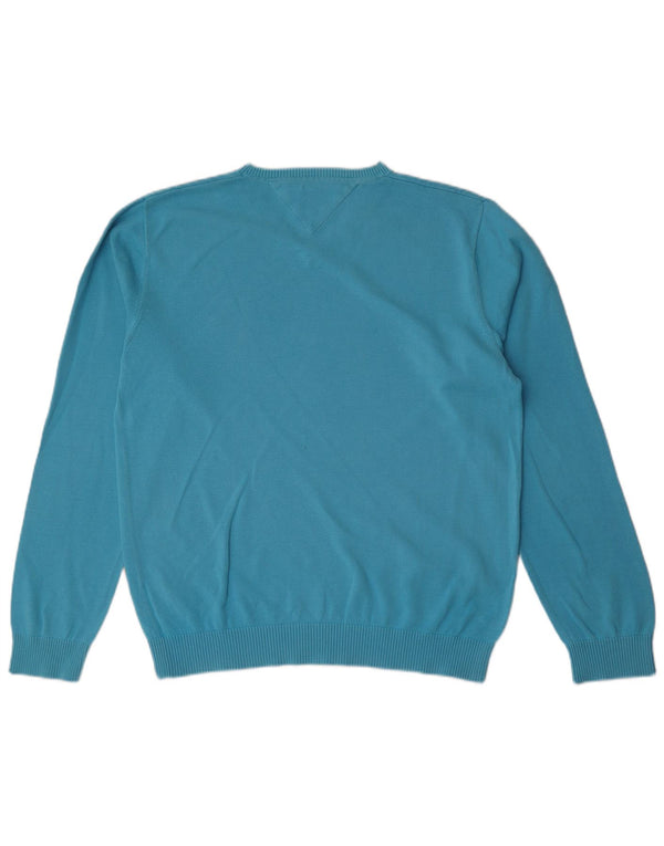 Maglione maglione con scollo a V da uomo Tommy Hilfiger grande cotone blu