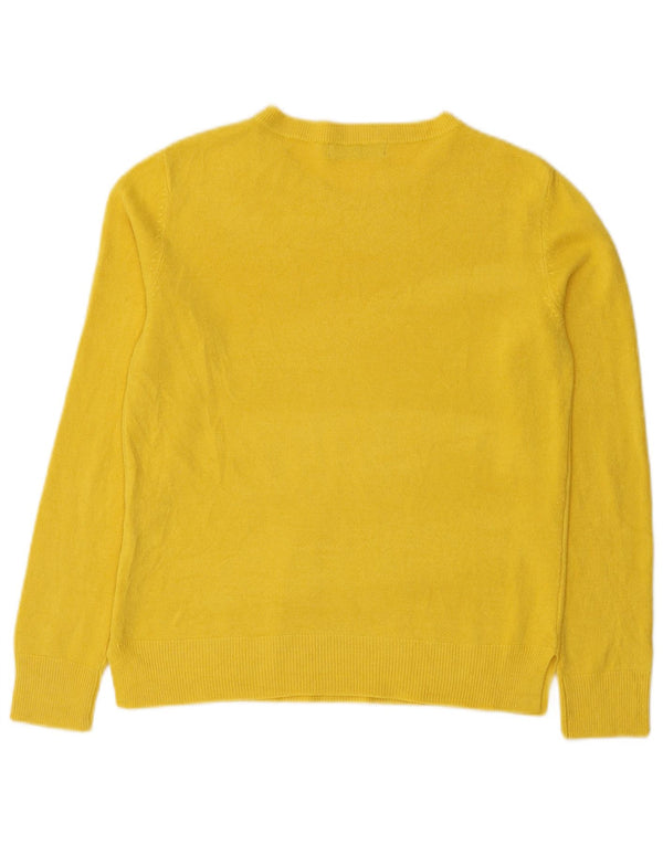 Marks & Spencer Womens Crew Neck Jumper Sweater UK 12 Medium Yellow