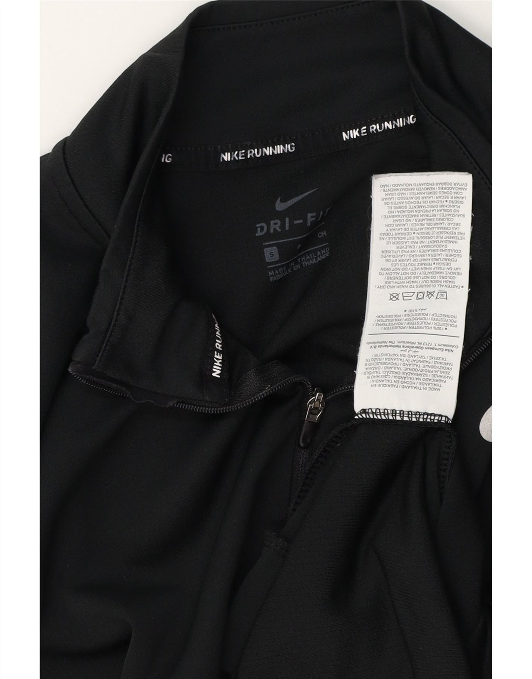 NIKE Top da tuta pullover con zip e collo Dri Fit da donna UK 10 Small Nero
