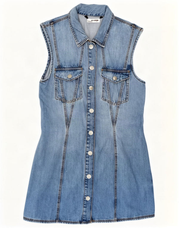 Abito in denim senza maniche da donna Zara UK 12 Cotone blu medio