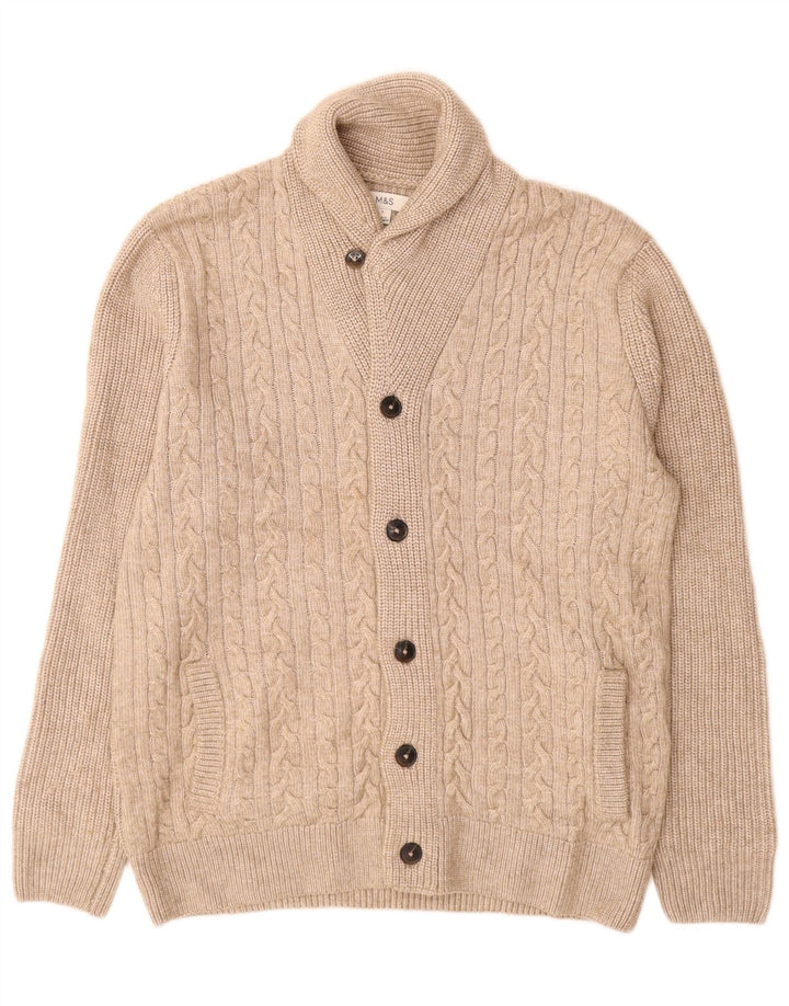 Maglione cardigan da uomo Marks & Spencer grande poliestere beige