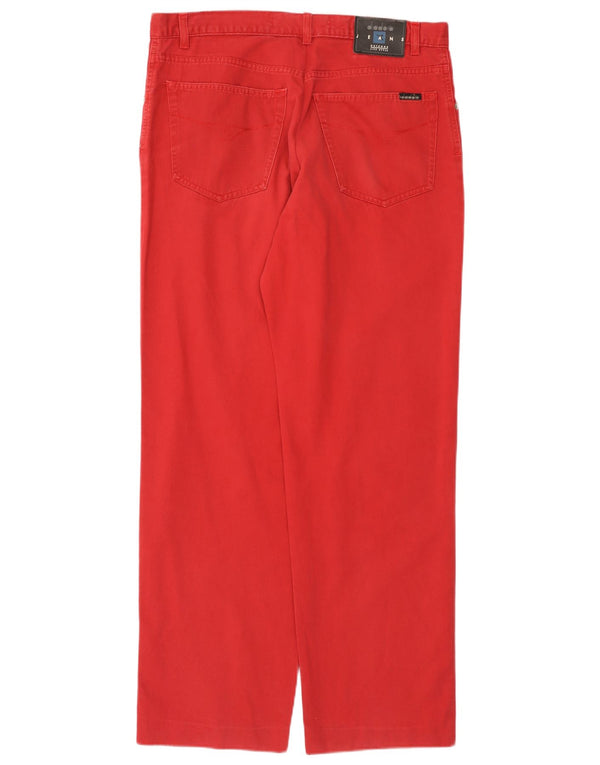 Diadora Mens Straight Casual Trousers W38 L31 Red Cotton