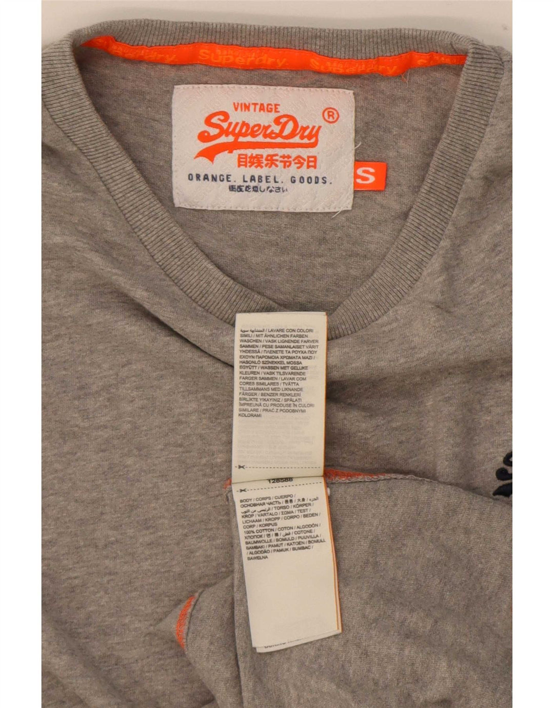Top da uomo a maniche lunghe Superdry in cotone grigio piccolo