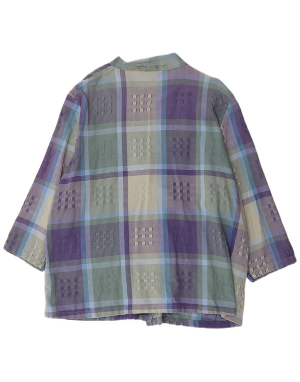 Giacca blazer vintage da donna con maniche a 3/4 IT 52/54 2XL a quadri multicolore