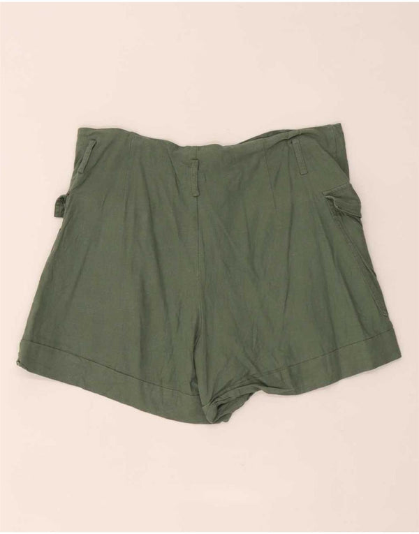 Pantaloncini cargo Zara da donna a vita alta XL W32 lino verde