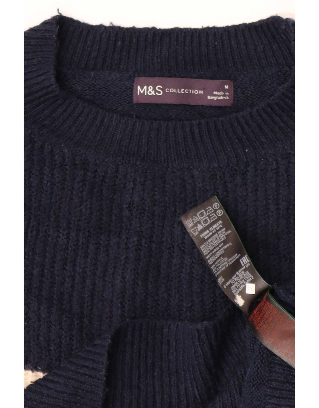 Maglione maglione girocollo da donna Marks & Spencer UK 14 blu navy medio