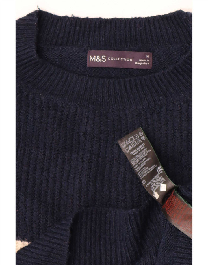 Maglione maglione girocollo da donna Marks & Spencer UK 14 blu navy medio