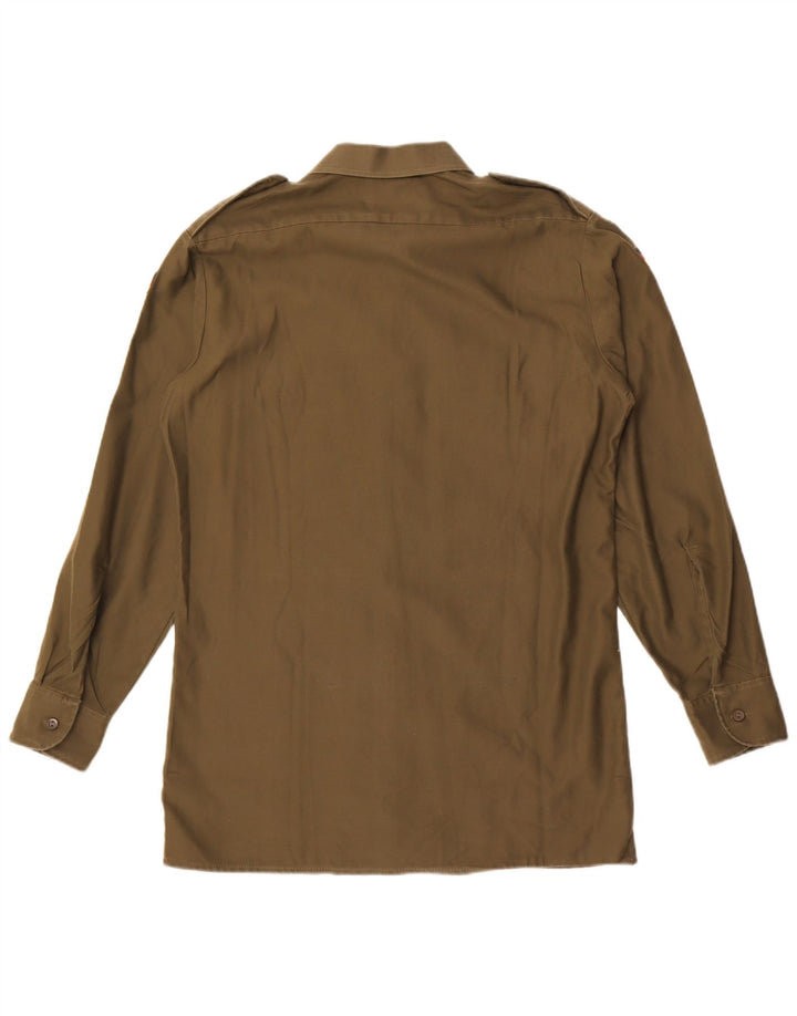 Camicia militare vintage da uomo taglia 39/40 poliestere kaki medio