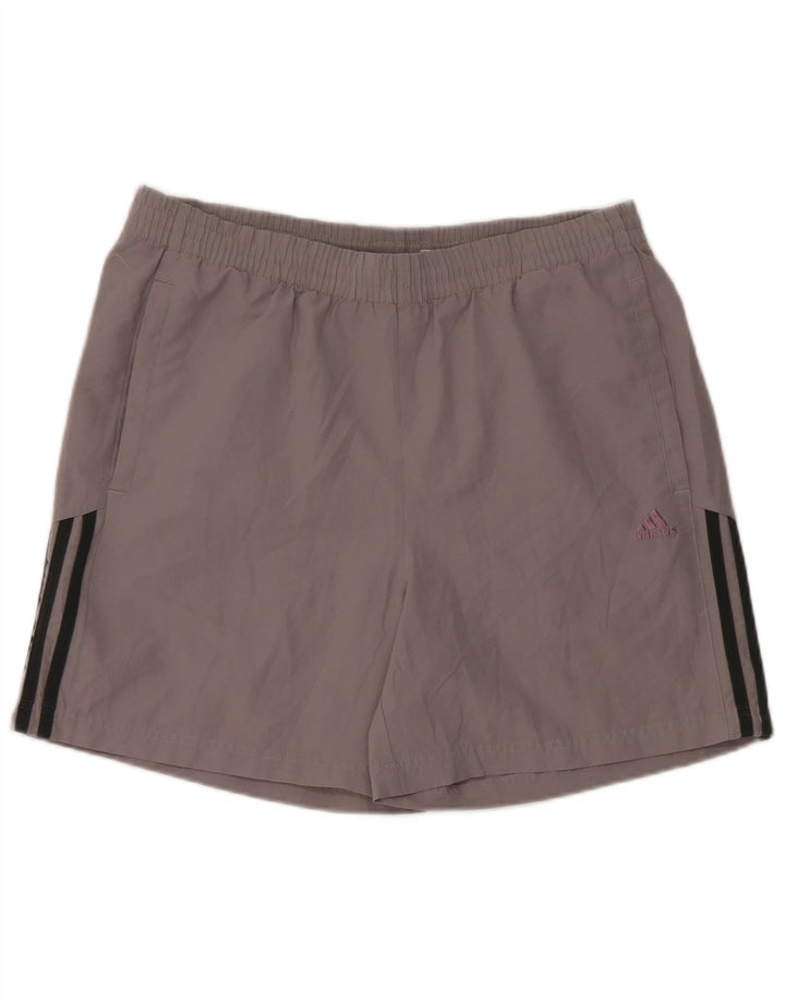 Pantaloncini sportivi Adidas da uomo in poliestere grigio medio