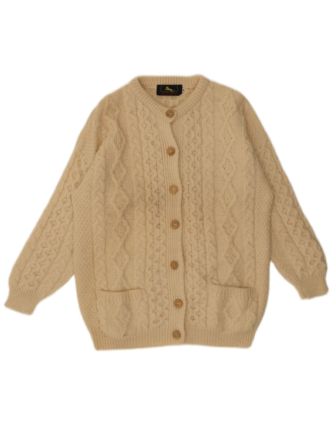 Maglione cardigan da donna vintage UK 14 Beige medio