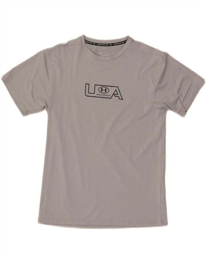 T-shirt grafica da uomo Under Armour Top grande in poliestere grigio