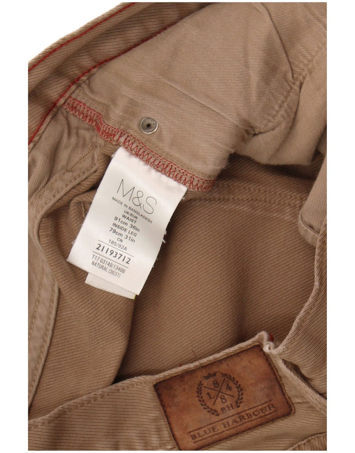 Pantaloni casual vestibilità regolare Marks & Spencer da uomo blu Harbour W36 L31 Beige