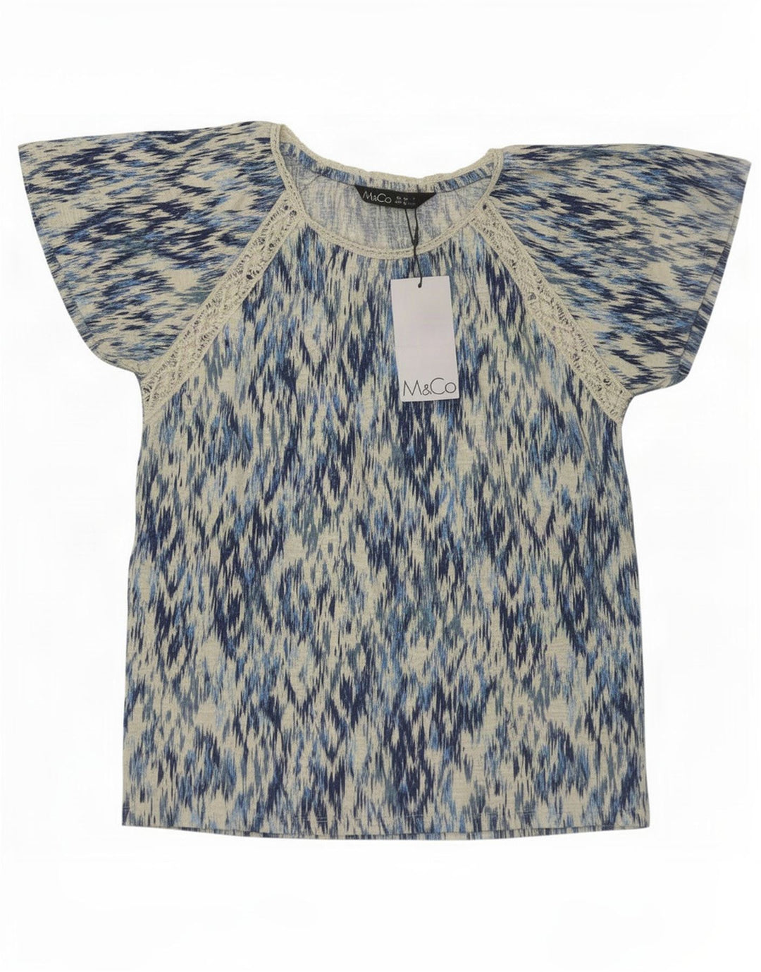 Camicetta da donna M&Co Top UK 10 piccolo cotone Ikat blu