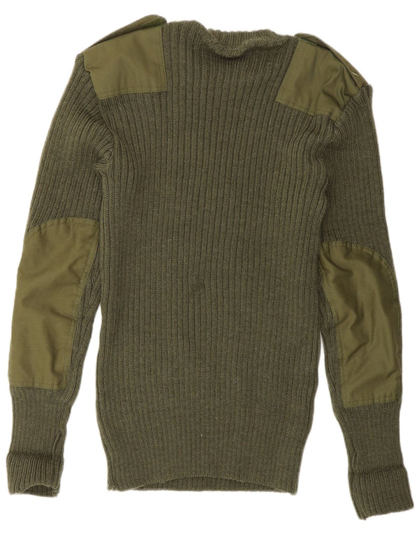 Maglione maglione girocollo militare da uomo VINTAGE grande color kaki