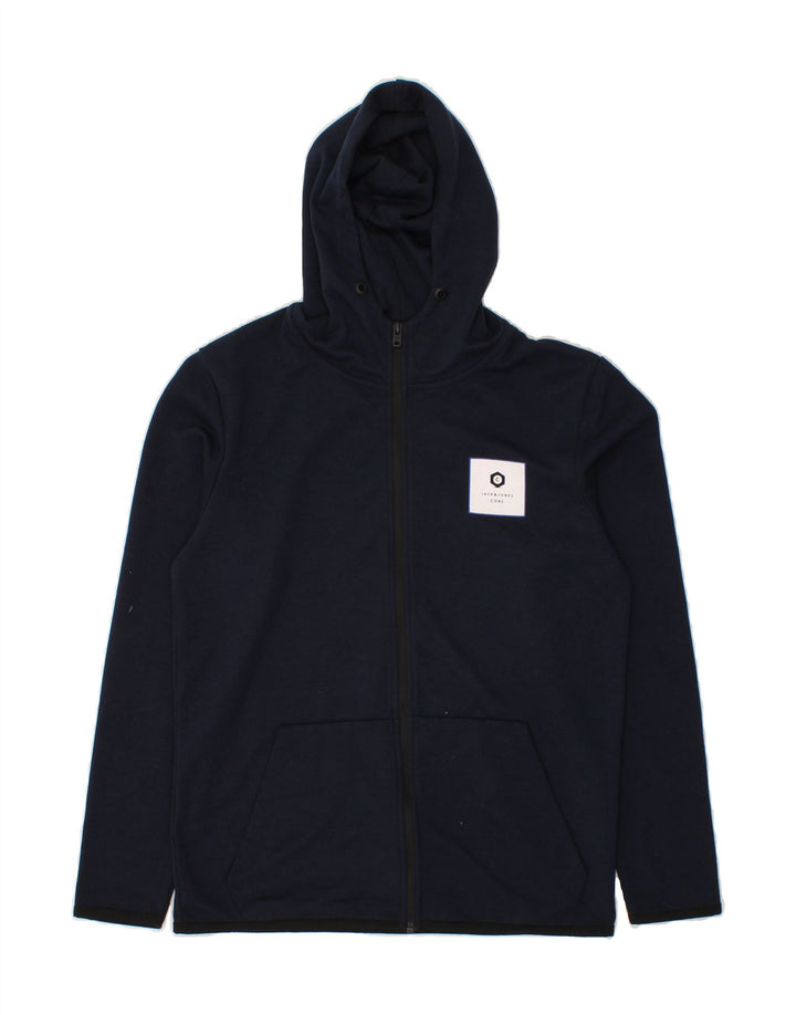 JACK & JONES Mens Zip Hoodie Sweater Small Navy Blue Polyester Vintage Jack & Jones and Second-Hand Jack & Jones from Messina Hembry 