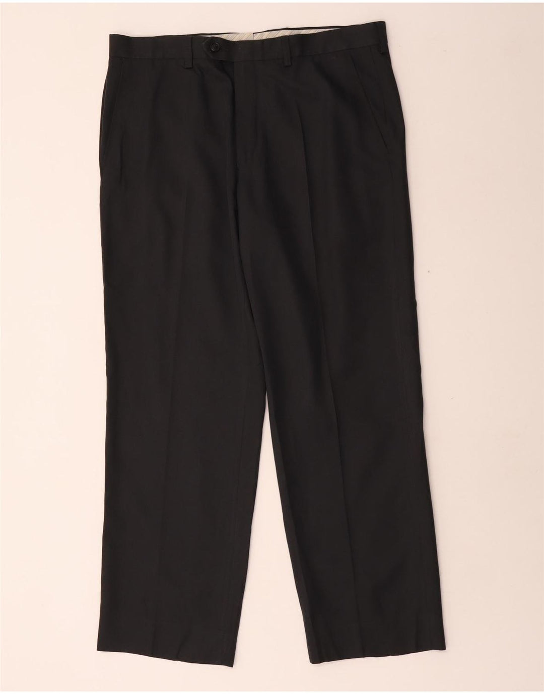 Pantaloni da abito dritti da uomo Marks & Spencer W34 L29 poliestere grigio