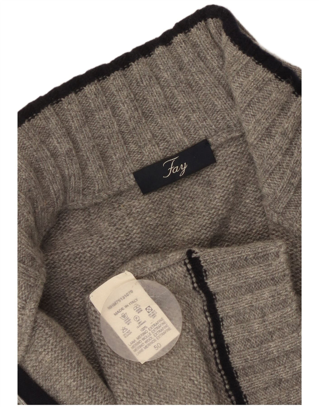 Maglione Cardigan Senza Maniche Uomo Fay IT 50 Lana Merino Grigio Medio